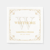 Elegante Art Deco gouden monogram bruiloft Servet (Voorkant)