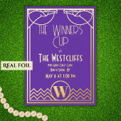 Elegante Art Deco Horse Derby Party Paarse Goud Folie Uitnodiging