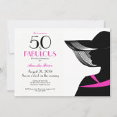 Elegante Art Deco hot pink elegante dame 50 & Fab Kaart (Voorkant)