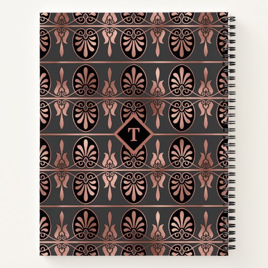 Elegante Art Deco in koperkleur en zwart - gevoerd Notitieboek (Achterkant)