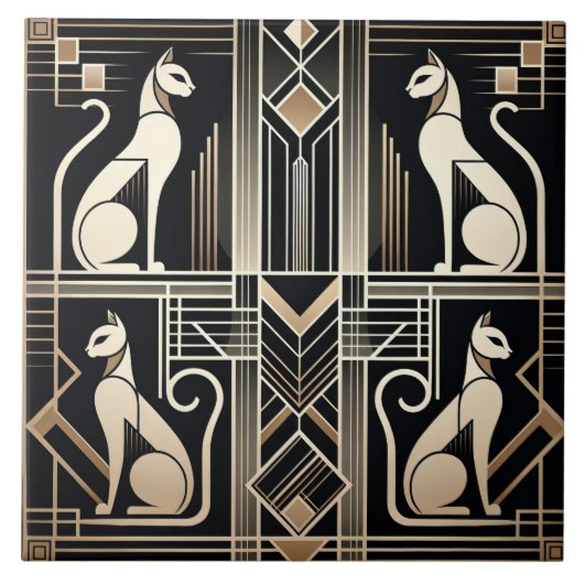 Elegante Art Deco kat Tegeltje (Voorkant)