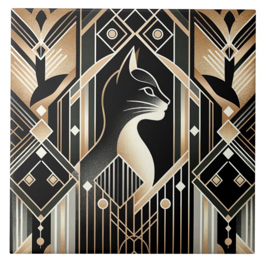 Elegante Art Deco kat Tegeltje (Voorkant)