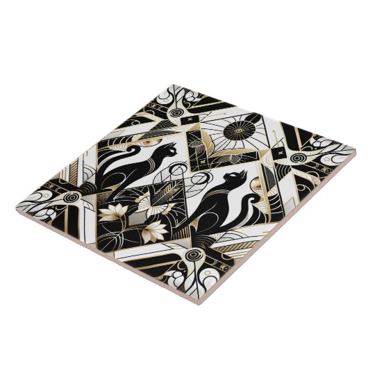 Elegante Art Deco kat Tegeltje (Zijkant)