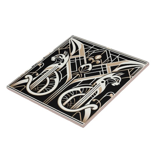 Elegante Art Deco kat Tegeltje (Zijkant)