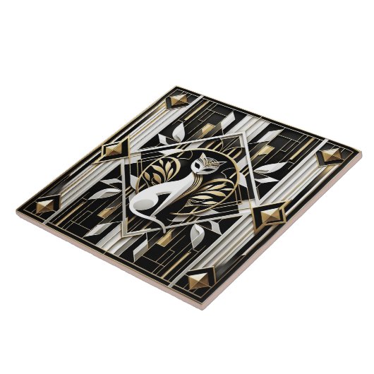 Elegante Art Deco kat Tegeltje (Zijkant)