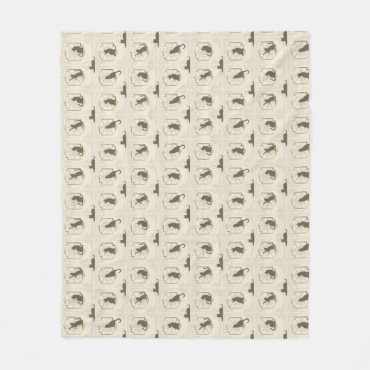 Elegante Art Deco katten - Beige Fleece Deken (Voorkant)