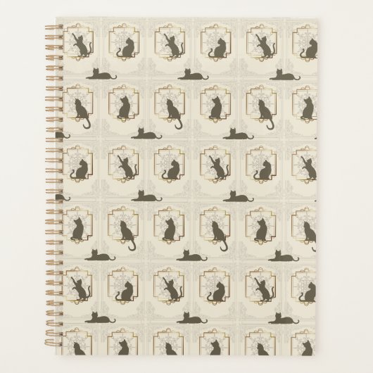Elegante Art Deco Katten - Beige Planner (Voorkant)