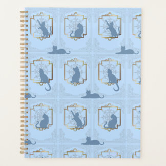 Elegante Art Deco Katten - Blauw Planner