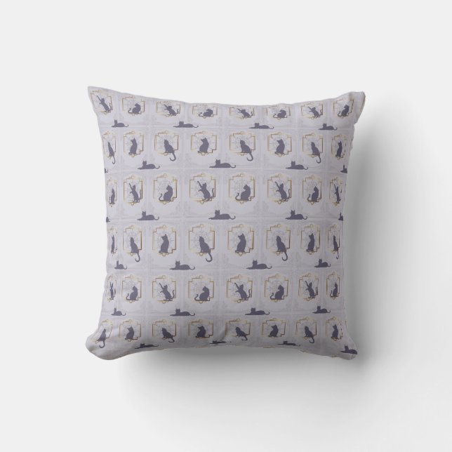 Elegante Art Deco Katten - Lavendel Kussen (Voorkant)