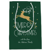 Elegante Art Deco Kerstrendier groen goud Medium Cadeauzakje (Voorkant)