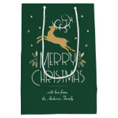 Elegante Art Deco Kerstrendier groen goud Medium Cadeauzakje (Achterkant)