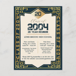 Elegante Art Deco Klasse van 2004 20 Jaar HS Reüni Briefkaart