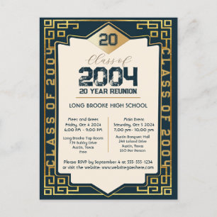 Elegante Art Deco Klasse van 2004 20 Jaar HS Reüni Briefkaart