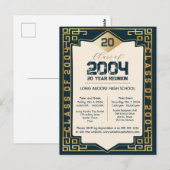 Elegante Art Deco Klasse van 2004 20 Jaar HS Reüni Briefkaart (Voorkant / Achterkant)