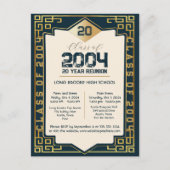 Elegante Art Deco Klasse van 2004 20 Jaar HS Reüni Briefkaart (Voorkant)