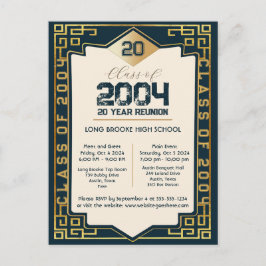 Elegante Art Deco Klasse van 2004 20 Jaar HS Reüni Briefkaart