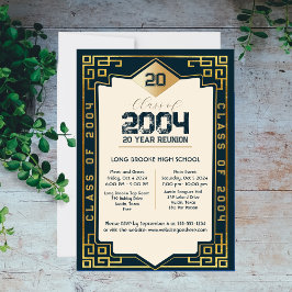 Elegante Art Deco Klasse van 2004 20 Jaar HS Reüni Kaart