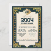 Elegante Art Deco Klasse van 2004 20 Jaar HS Reüni Kaart (Voorkant)