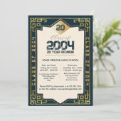 Elegante Art Deco Klasse van 2004 20 Jaar HS Reüni Kaart (Staand voorkant)