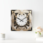 Elegante Art Deco klok - Zwart-wit faux goud (Huis)