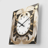 Elegante Art Deco klok - Zwart-wit faux goud (Hoek)