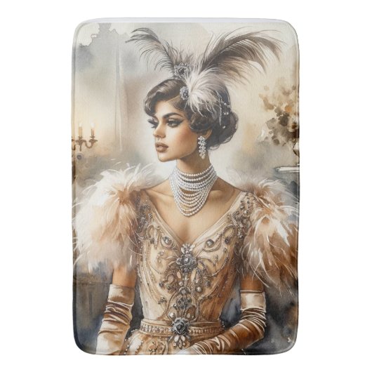 Elegante Art Deco Lady badmat (Voorkant Verticaal)