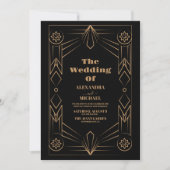 Elegante Art Deco Lijst bruiloft Kaart (Voorkant)