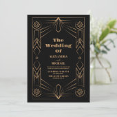 Elegante Art Deco Lijst bruiloft Kaart (Staand voorkant)