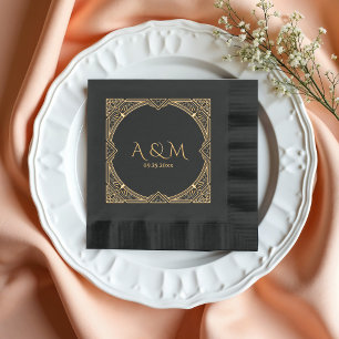 Elegante Art Deco Lijst Monogrammed bruiloft Folie Servetten