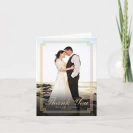 Elegante Art Deco Lijst Verticale foto Bedankkaart