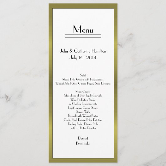 Elegante Art Deco Look Trouwtafel Menu (Voorkant)