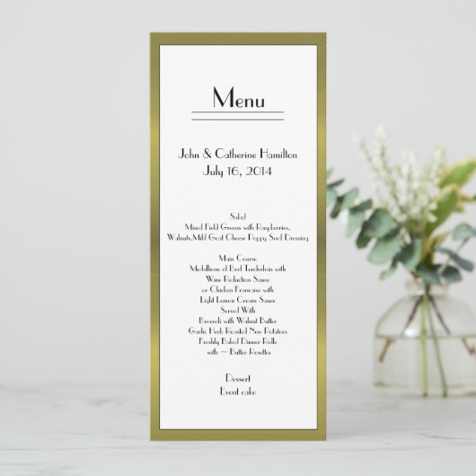 Elegante Art Deco Look Trouwtafel Menu (Staand voorkant)