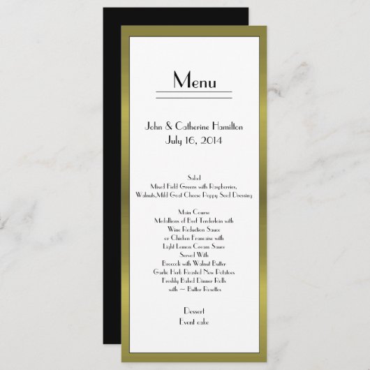 Elegante Art Deco Look Trouwtafel Menu (Voorkant / Achterkant)