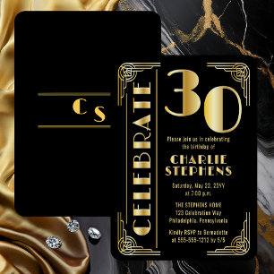 Elegante Art Deco Luxe 30e Verjaardagsfeest Folie Uitnodiging