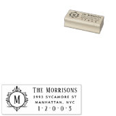 Elegante Art Deco Monogram Familie Retouradres Rubberstempel (Gestempeld)