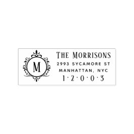 Elegante Art Deco Monogram Familie Retouradres Rubberstempel