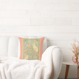 Elegante Art Deco Pasen – Geometrische pastelkonij Kussen