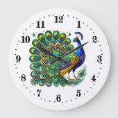 Elegante art deco pauw grote klok (Voorkant)