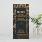 Elegante Art Deco Pauw Wedding Menu (Staand voorkant)