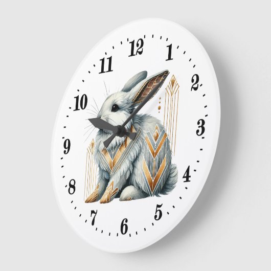 Elegante art deco pinguïn konijn grote klok (Hoek)