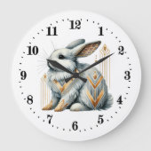 Elegante art deco pinguïn konijn grote klok (Voorkant)