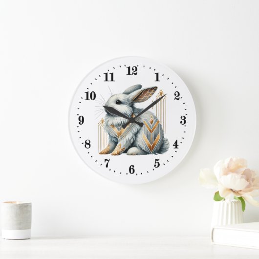 Elegante art deco pinguïn konijn grote klok (Huis)
