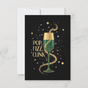 Elegante Art Deco Pop Fizz Clink Gatsby Roaring Bedankkaart