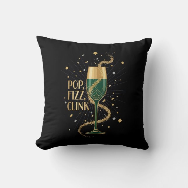 Elegante Art Deco Pop Fizz Clink | Gatsby Roaring Kussen (Voorkant)