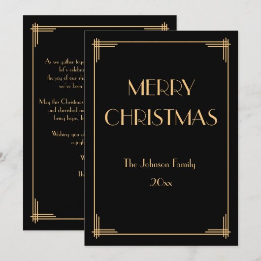 Elegante Art Deco Prettig Kerstmis Kerstkaart Kaart (Voorkant / Achterkant)