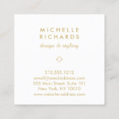 Elegante Art Deco Professioneel Wit/Goud Vierkante Visitekaartje (Achterkant)