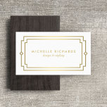 Elegante Art Deco Professioneel Wit/Goud Visitekaartje<br><div class="desc">Jouw naam of bedrijfsnaam is elegant vormgegeven met een art deco lijst op deze designer visitekaartsjabloon. De eenvoudige belettering en vormgeving is professioneel en tijdloos. Zet in een faux gold op wit voor een luxe gevoel. © 1201AM CREATIEF</div>