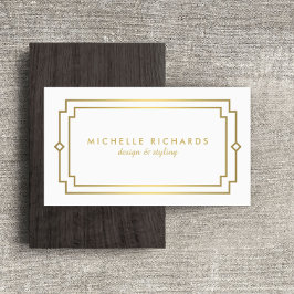 Elegante Art Deco Professioneel Wit/Goud Visitekaartje