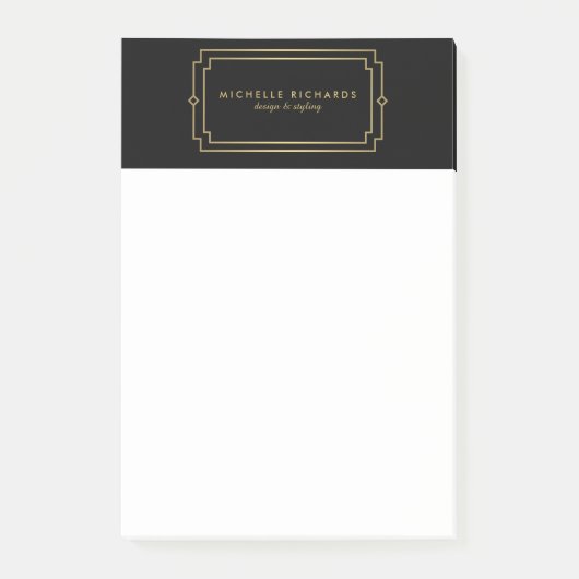 Elegante Art Deco Professioneel Zwart/Goud Post-it® Notes (Voorkant)