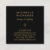 Elegante Art Deco Professioneel Zwart/Goud Vierkante Visitekaartje (Achterkant)